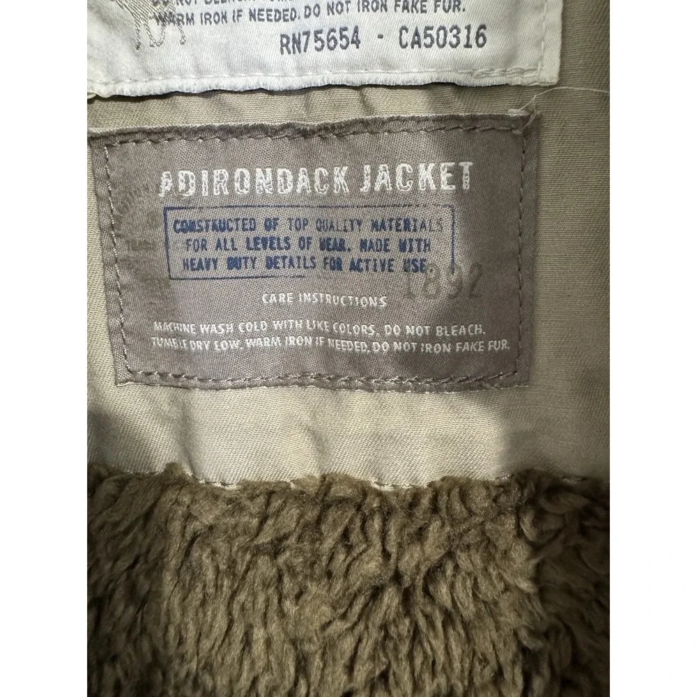 Abercrombie XL Boys Adirondack Coat Khaki Sherpa Lined Y2K Military Zip